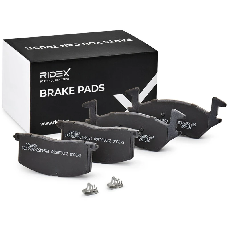 Image of RIDEX 402B0666 Brake pad set Front Axle, incl. wear warning contact, with spring Brake Pad Set,disc brake (402)
