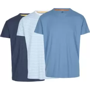Image of Trespass Mens Triplex Marl Short-Sleeved T-Shirt Set (Pack of 3) (L) (Sky Blue/Navy/Denim)