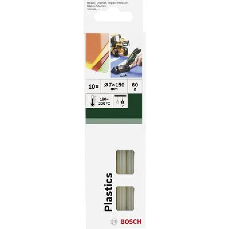 Image of Bosch Accessories Bosch Accessories Plastics Hot melt glue sticks 7mm 150 mm Transparent 60g 10 pc(s) 2609256D32