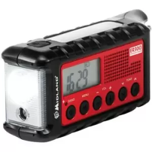 image of Midland C1173 Outdoor radio FM Torch, rechargeable Black, Red