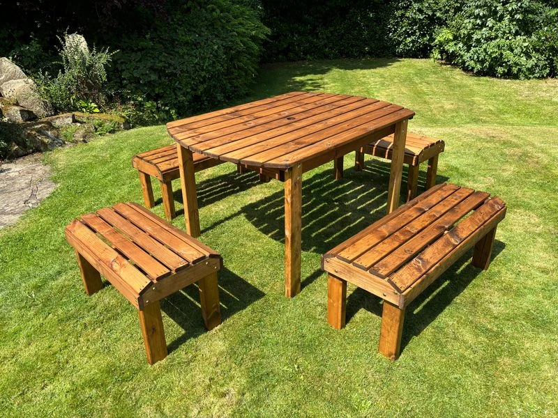 Image of Charles Taylor Trading Knights Six Seater Rectangular Table Set in Brown Brown Unisex