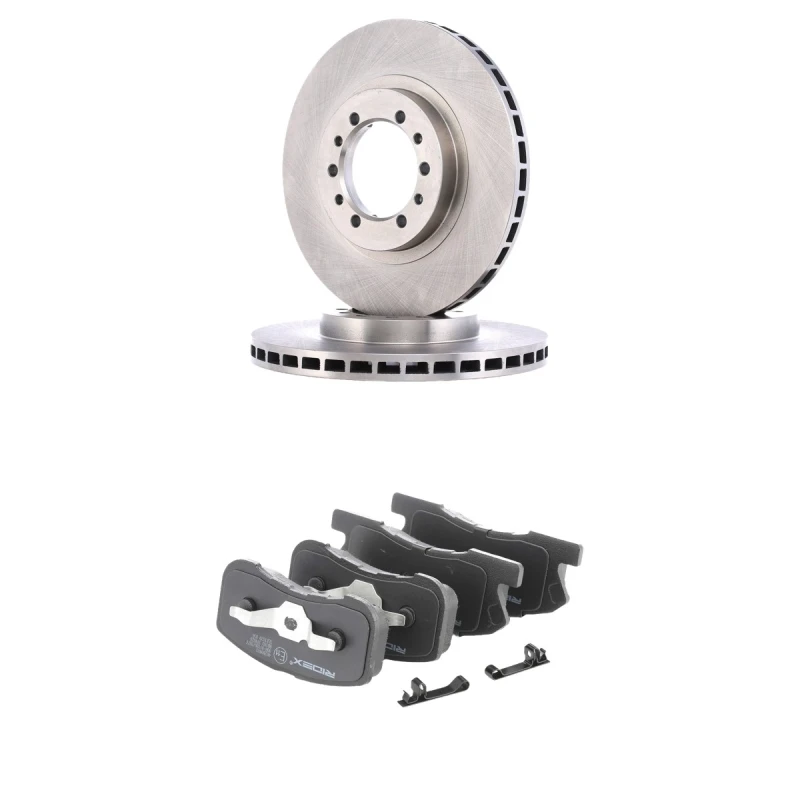 Image of RIDEX 3405B3233 Brake disc and pads set Front Axle, Brake Disc Type: internally vented, with acoustic wear warning Brake Set,disc brakes (3405)