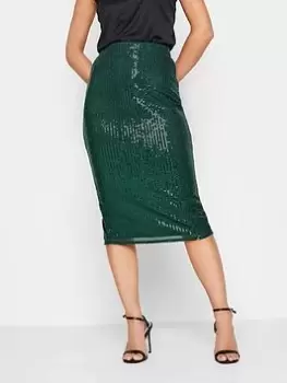 Image of PixieGirl Petite Sequin Midi Skirt, Green, Size 8, Women