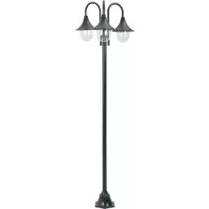 image of Garden Post Light E27 220cm Aluminium 3-Lantern Dark Green Vidaxl Green