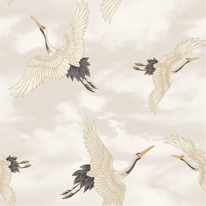 Image of Catherine Lansfield Cranes Wallpaper White unisex One Size