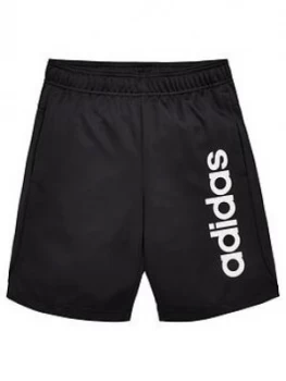 Image of Boys, adidas Youth TR Linear Knit Shorts - Black/White, Size 9-10 Years