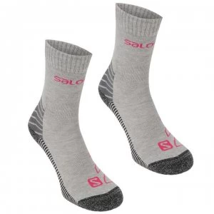 Image of Salomon Lightweight 2 Pack Walking Socks Ladies - Grey/Fuchsia