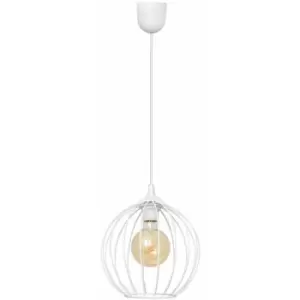 image of Helam Lighting - Helam Mercure Wire Frame Pendant Ceiling Light White 24cm