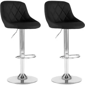 image of Set of Two Madrid Black Leather Bar Stools