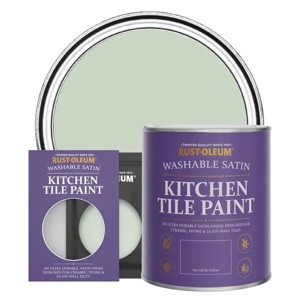 image of Rust-Oleum Kitchen Tile Paint, Satin Finish - LAUREL GREEN - 750ml