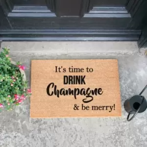 image of Artsy Doormats It's Time To Drink Champagne & Be Merry Doormat