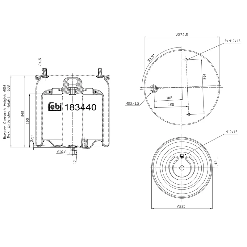 Image of FEBI BILSTEIN 183440 Boot, air suspension Front Axle Left Boot,air suspension (324)