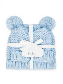 image of Katie Loxton Baby Hat And Mittens Set Blue 0-6 Months