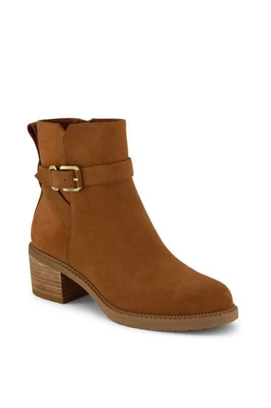 Image of TOMS Womens Hailey Buckle Ankle Boot in Brown Size: 5 Brown Female 5