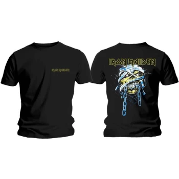 image of Iron Maiden - Powerslave Head & Logo Mens Large T-Shirt - Black