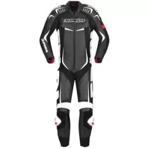 Image of Spidi Track Wind Pro One Piece Motorcycle Leather Suit, black-white, Size 48, black-white, Size 48