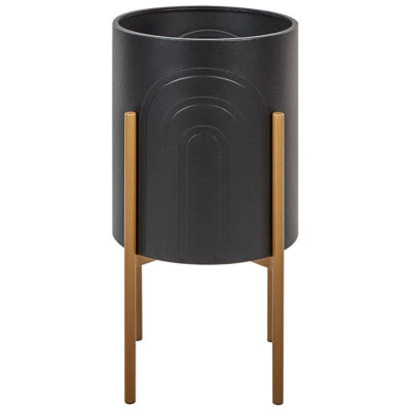 Image of Beliani Elevated Plant Pot Serotina Metal 32cm Black