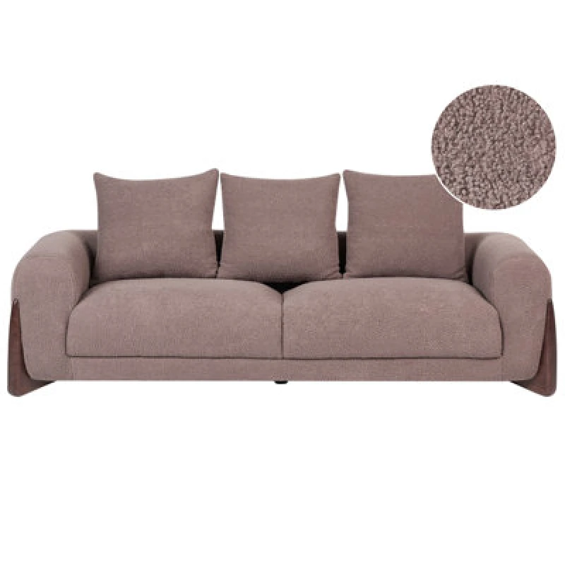 Image of Beliani Sofa 3 Seater Vinliden Boucle Brown