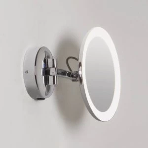Image of LED 1 Light Illuminated Magnifying Bathroom Mirror Light Polished Chrome IP44