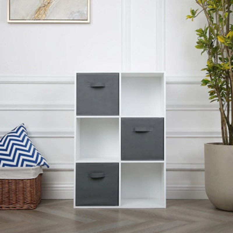 Image of Jane - 2X3 Cube Storage Unit With 3 Baskets - White