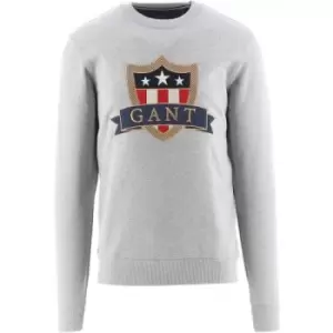 Image of GANT Grey Melange Banner Shield Sweatshirt