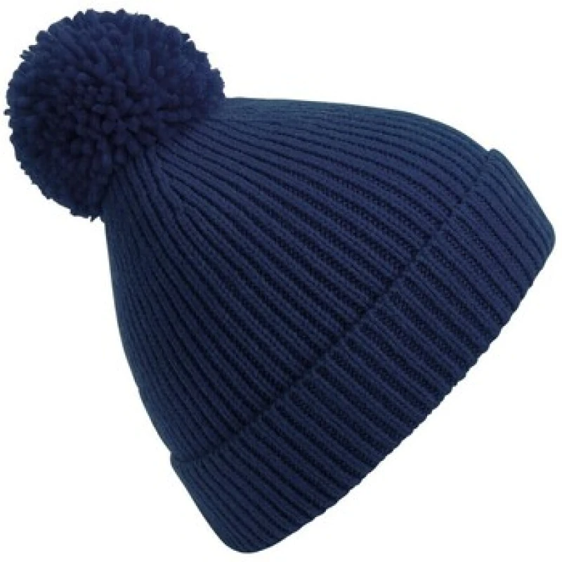 Image of Beechfield Beechfield Engineered Knit Ribbed Pom Pom Beanie in Navy Navy One Size Unisex 5059444184031