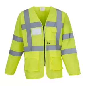 Yoko Mens Executive Hi-Vis Long Sleeve Safety Waistcoat (S) (Hi-Vis Yellow)