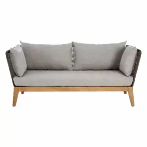 image of Interiors By Ph 3 Seat Sofa Grey Rope Eucalyptus Wood Legs