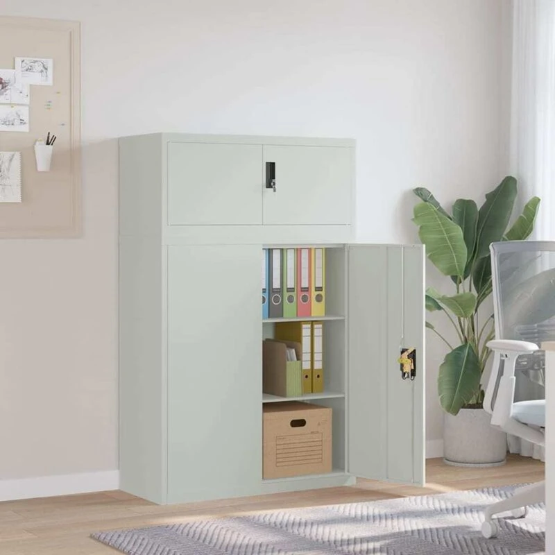 Image of Vidaxl File Cabinet Light Grey 90X40X145cm Steel, Grey 3188318