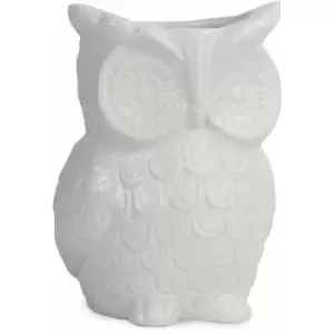 image of Ceramic Owl Utensil Holder White M&W - Multi