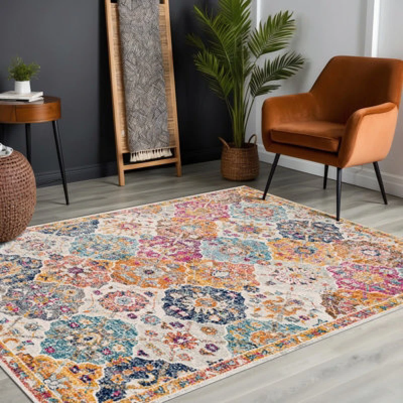 Image of Livabliss Vintage Oriental Boho Saffron/burnt Orange Ines Area Rug 120 X 170 Cm - Easy Care, Non Shedding, Ideal For Living Room & Bedroom