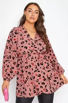 Image of Long Sleeve Leopard Print Wrap Top