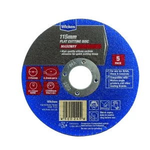 image of Wickes Masonry Flat Cutting Disc 115mm - Pack of 5