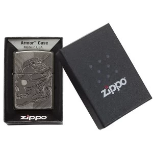Image of Zippo Unisex Armor Skull Windproof Pocket Lighter Black Ice
