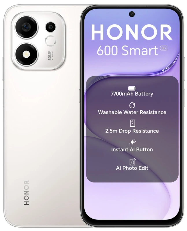 Image of HONOR SIM Free HONOR 600 Smart 5G 128GB AI Mobile Phone - Meteor Silver