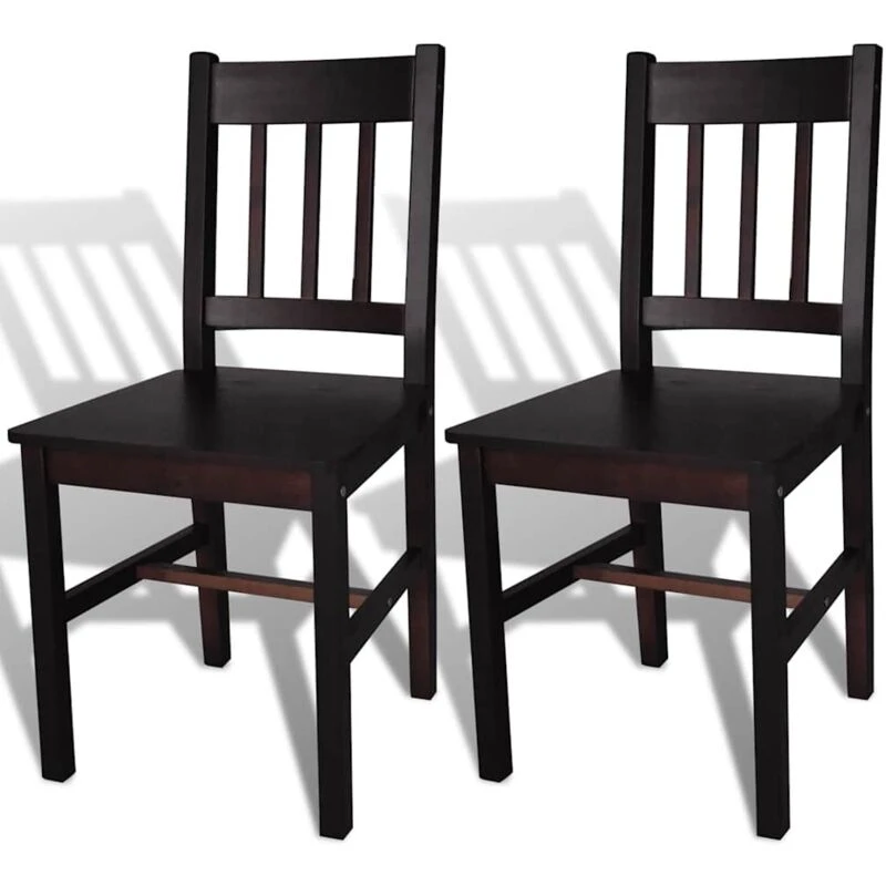 Image of vidaXL 2x Dining Chairs Wood Dark Brown Kitchen Living Room Furniture Seat