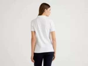 Benetton, Stretch Cotton Polo, taglia S, White, Women