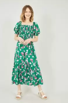 Image of Green Floral Midi Dress