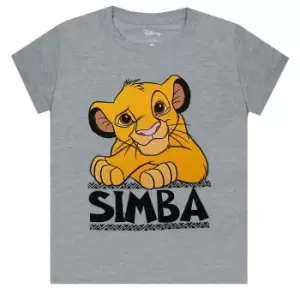 Image of The Lion King Boys Simba T-Shirt (7-8 Years) (Heather Grey/Light Orange/Black)
