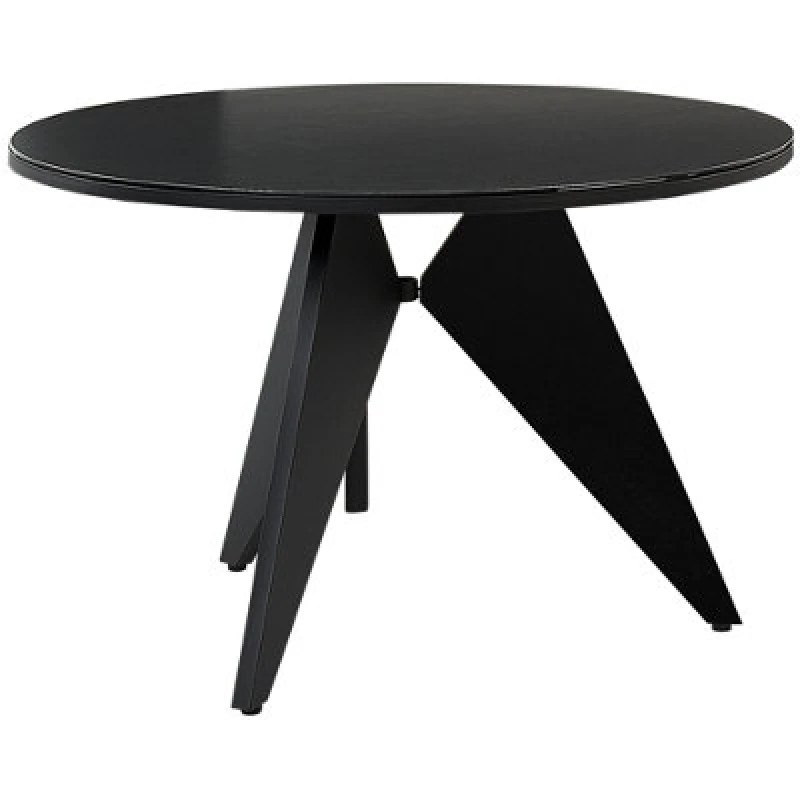 Image of Beliani Garden Dining Table Olmetto 83cm 110 Cm Glass Black