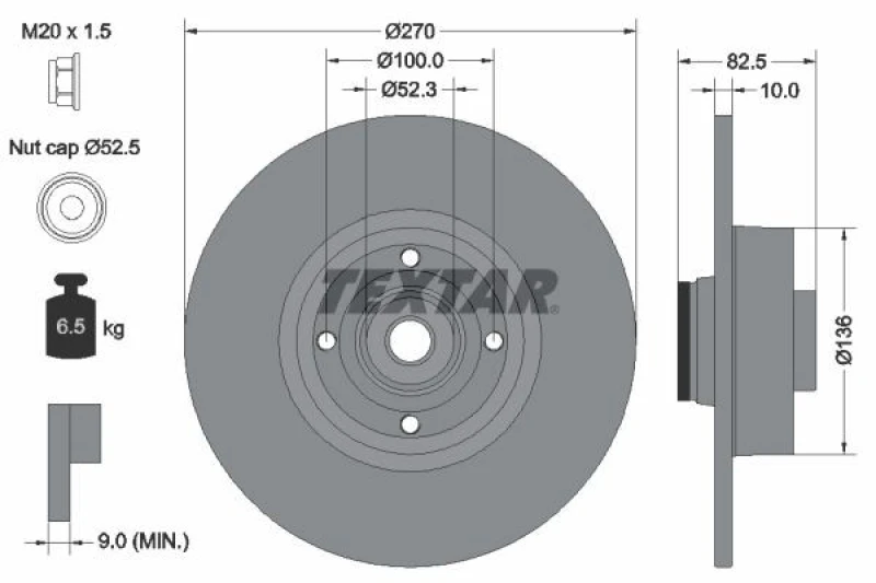 Image of Brake disc TEXTAR 92154503