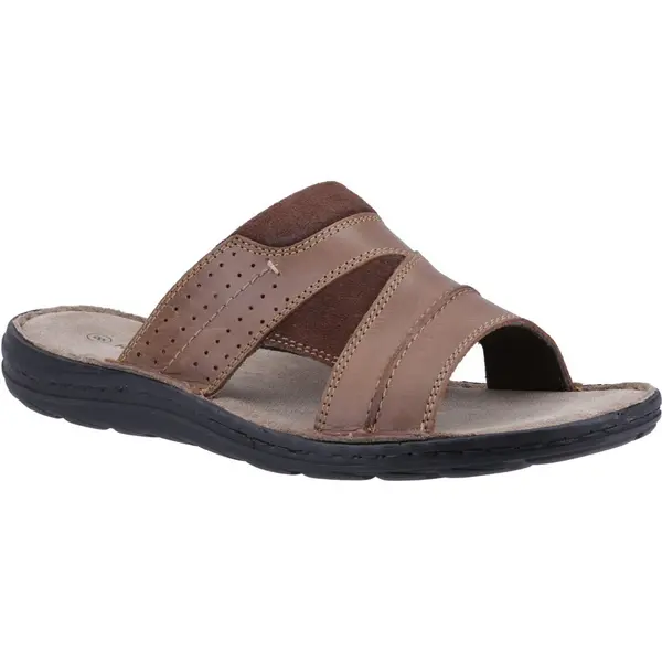 image of Hush Puppies Mens Archer Leather Slip On Slide Sandals - UK 6