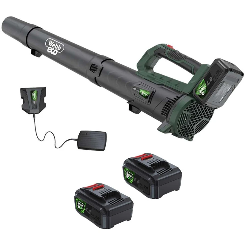 Image of Webb Eco WEV20AB 20v Cordless Axial Garden Leaf Blower 3 x 4ah Li-ion Battery Charger WEV20ABB42