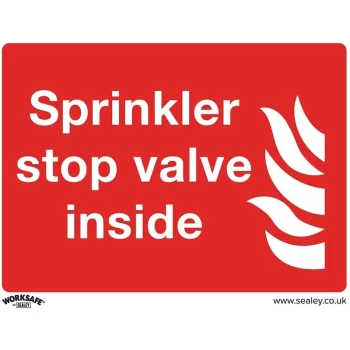 image of SS23V10 Safe Conditions Safety Sign - Sprinkler Stop Valve - Self-Adhesive Vinyl - Pack of 10 - Sealey