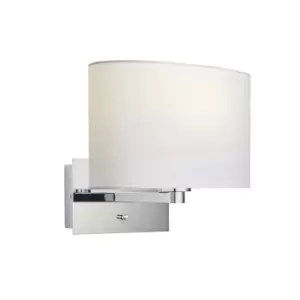 Image of Wall Light & Shade Chrome Plate & Vintage White Fabric 60W E27 GLS e10291