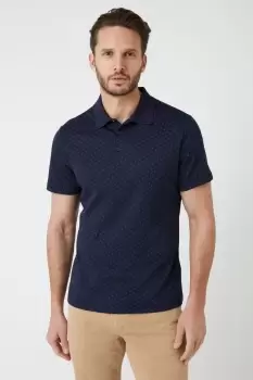 image of Mens Short Sleeve All Over Jaquard Polo