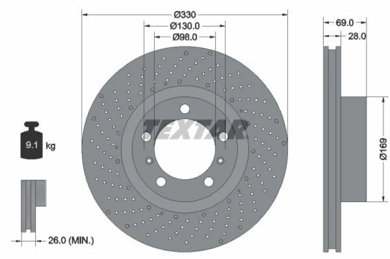 Image of Brake disc TEXTAR 92279605