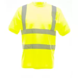 image of Yoko Ladies/Womens Hi-Vis Short Sleeve T-Shirt (2XL) (Hi-Vis Yellow)