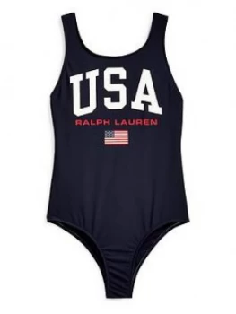 Image of Ralph Lauren Girls Usa Polo Swimsuit