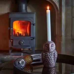 Image of Cast Aluminium Owl Candle Holder Antique Copper H14.5Cm W7.5Cm